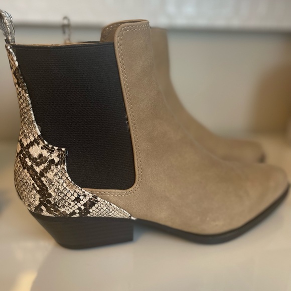 Booties tan suede and croc combo. Size 8. Never worn. - Picture 2 of 3